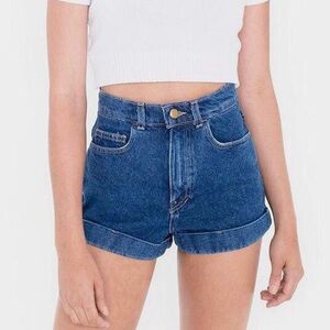 American Apparel High Rise Cuffed Jean Shorts